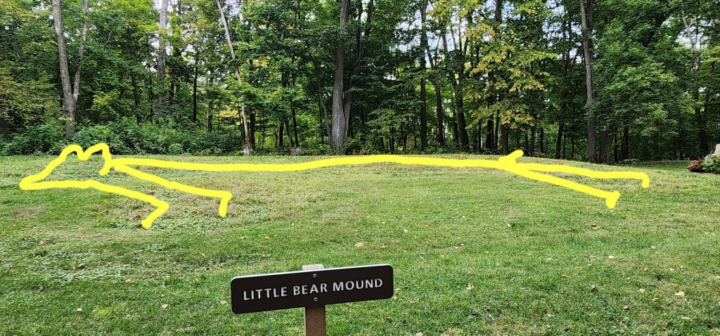 Photo of Little Bear Mound with superimposed lines.